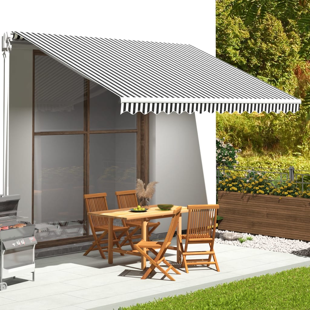 Tessuto di Ricambio Tenda da Sole Antracite e Bianco 4,5x3,5 m | homemem39