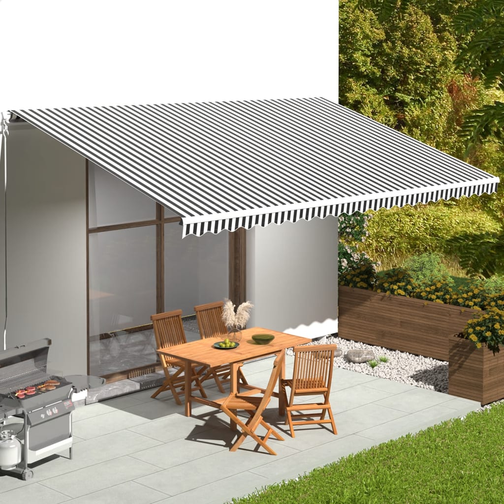 Tessuto di Ricambio per Tenda da Sole Antracite e Bianco 6x3,5m | homemem39