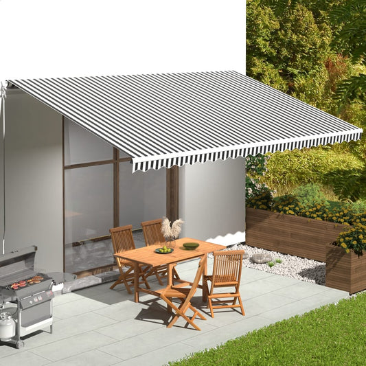 Tessuto di Ricambio per Tenda da Sole Antracite e Bianco 6x3,5m | homemem39