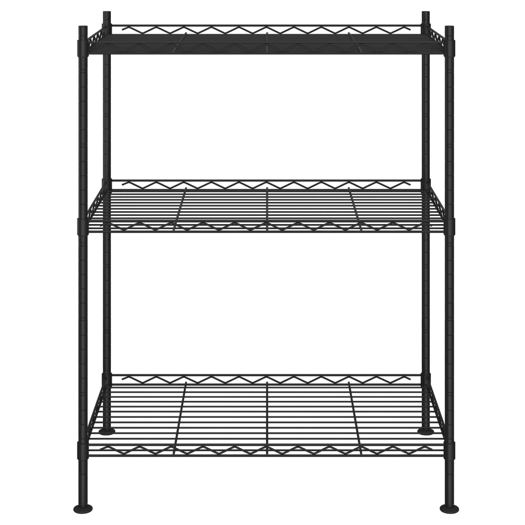 Scaffale a 3 Livelli 60x35x76 cm Nero 150 kg - homemem39