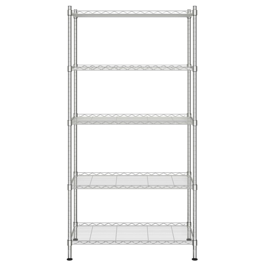 Scaffale a 5 Livelli 90x35x180 cm Cromato 250 kg - homemem39