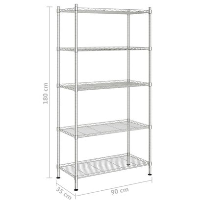 Scaffale a 5 Livelli 90x35x180 cm Cromato 250 kg - homemem39