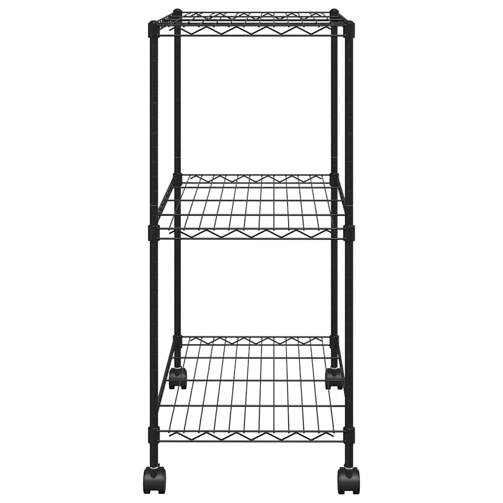 Scaffale a 3 Livelli con Ruote 60x35x81 cm Nero 150 kg