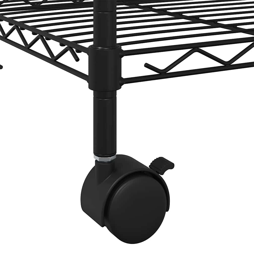 Scaffale a 3 Livelli con Ruote 60x35x81 cm Nero 150 kg | homemem39