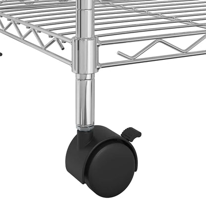 Scaffale a 4 Livelli con Ruote 90x35x142 cm Cromato 200 kg | homemem39
