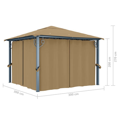 Gazebo con Tenda 300x300 cm Grigio Talpa in Alluminio - homemem39