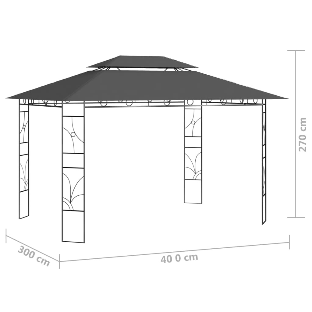 Gazebo 4x3x2,7 m Antracite 160 g/m² - homemem39
