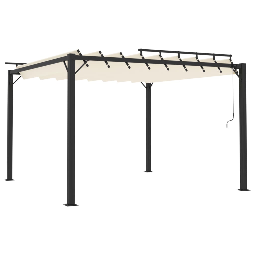 Gazebo con Tetto a Lamelle 3x3 m in Tessuto Crema e Alluminio - homemem39