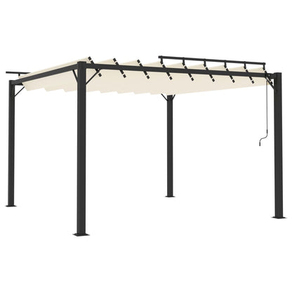 Gazebo con Tetto a Lamelle 3x3 m in Tessuto Crema e Alluminio - homemem39