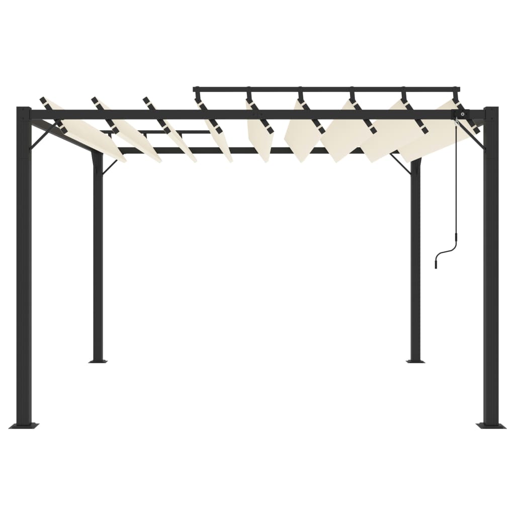 Gazebo con Tetto a Lamelle 3x3 m in Tessuto Crema e Alluminio - homemem39