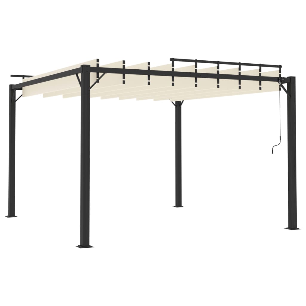Gazebo con Tetto a Lamelle 3x3 m in Tessuto Crema e Alluminio - homemem39