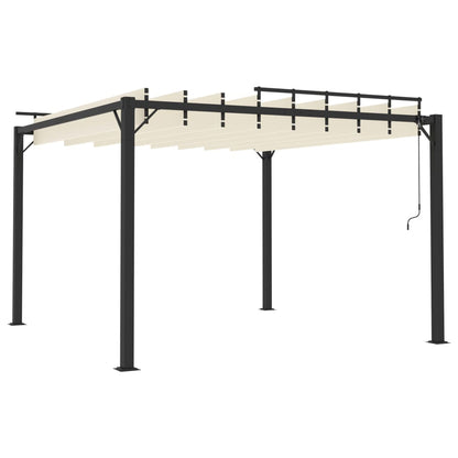 Gazebo con Tetto a Lamelle 3x3 m in Tessuto Crema e Alluminio - homemem39