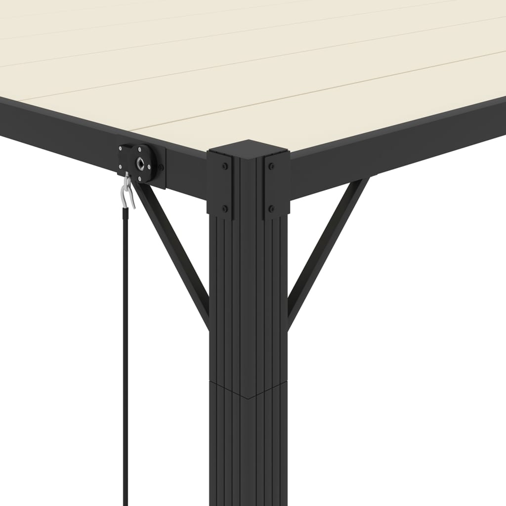 Gazebo con Tetto a Lamelle 3x3 m in Tessuto Crema e Alluminio - homemem39