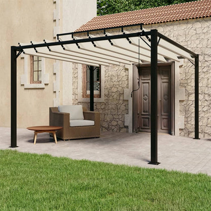 Gazebo con Tetto a Lamelle 3x3 m in Tessuto Crema e Alluminio - homemem39