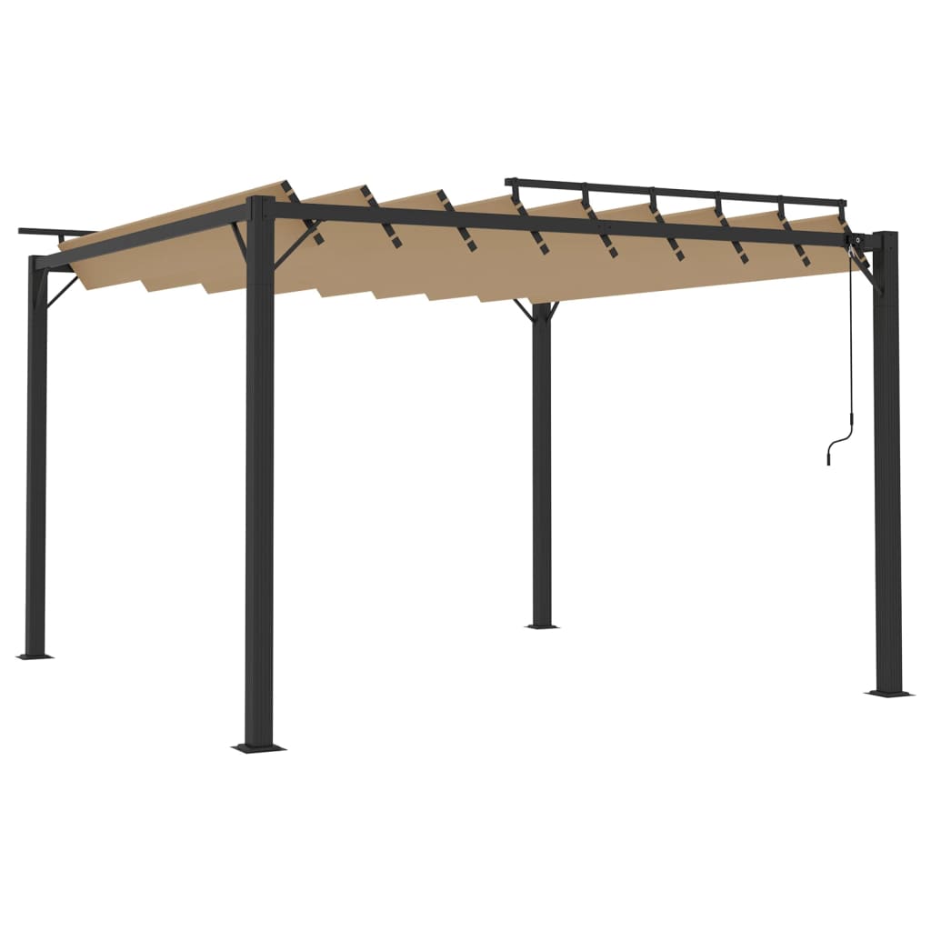 Gazebo con Tetto a Lamelle 3x3 m in Tessuto Tortora e Alluminio - homemem39