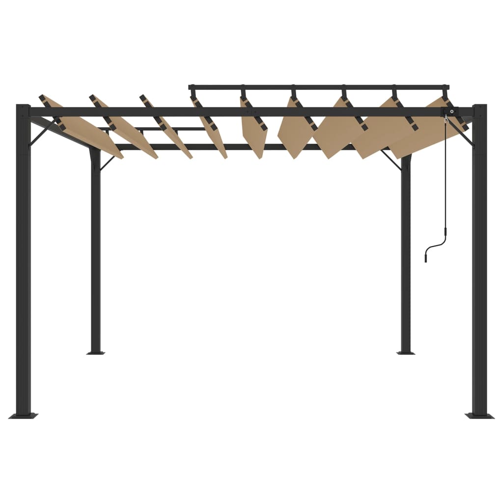 Gazebo con Tetto a Lamelle 3x3 m in Tessuto Tortora e Alluminio - homemem39