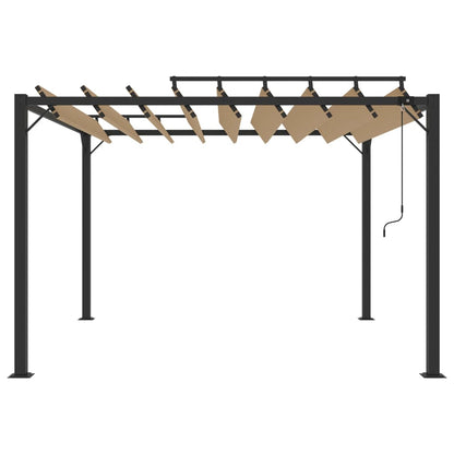 Gazebo con Tetto a Lamelle 3x3 m in Tessuto Tortora e Alluminio - homemem39
