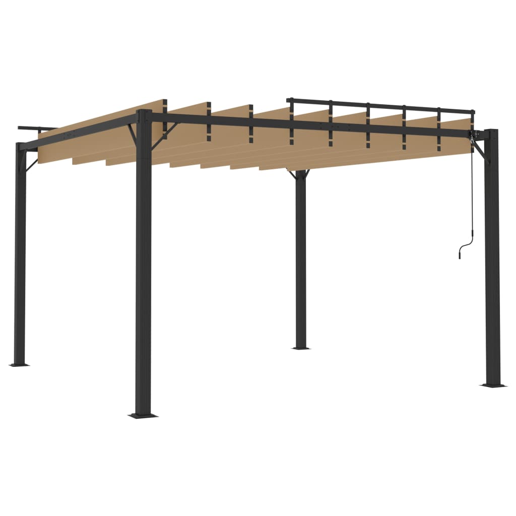 Gazebo con Tetto a Lamelle 3x3 m in Tessuto Tortora e Alluminio - homemem39