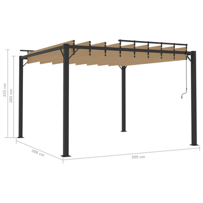 Gazebo con Tetto a Lamelle 3x3 m in Tessuto Tortora e Alluminio - homemem39
