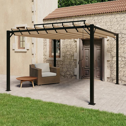 Gazebo con Tetto a Lamelle 3x3 m in Tessuto Tortora e Alluminio - homemem39