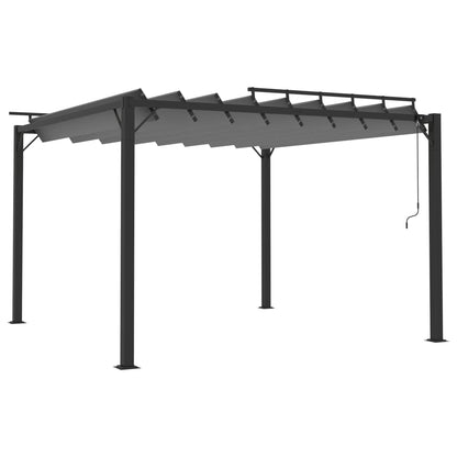 Gazebo con Tetto a Lamelle 3x3 m in Tessuto Antracite/Alluminio | homemem39