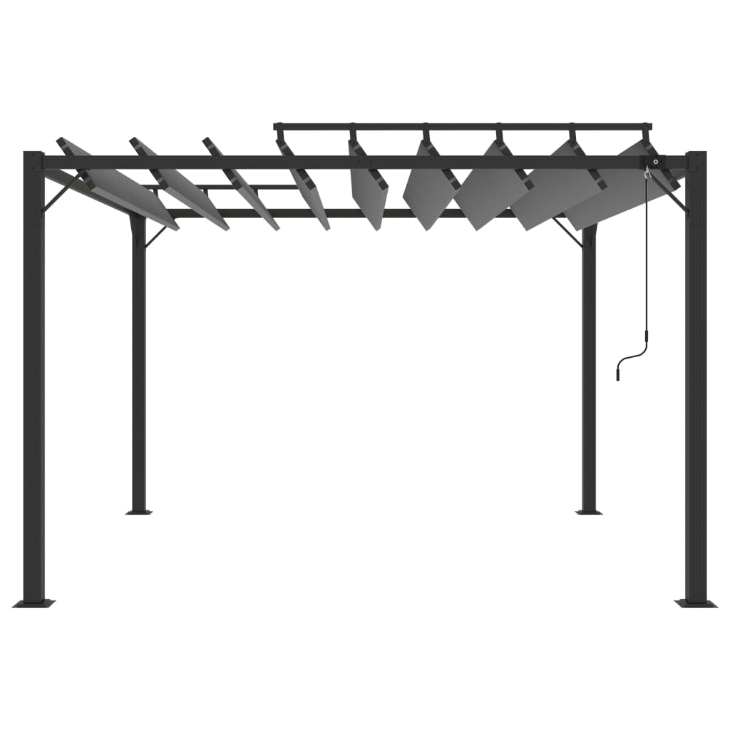 Gazebo con Tetto a Lamelle 3x3 m in Tessuto Antracite/Alluminio | homemem39