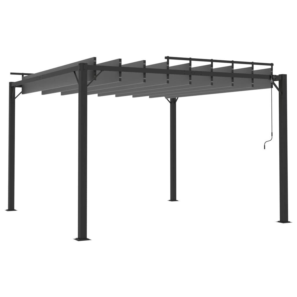 Gazebo con Tetto a Lamelle 3x3 m in Tessuto Antracite/Alluminio | homemem39