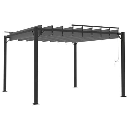 Gazebo con Tetto a Lamelle 3x3 m in Tessuto Antracite/Alluminio | homemem39