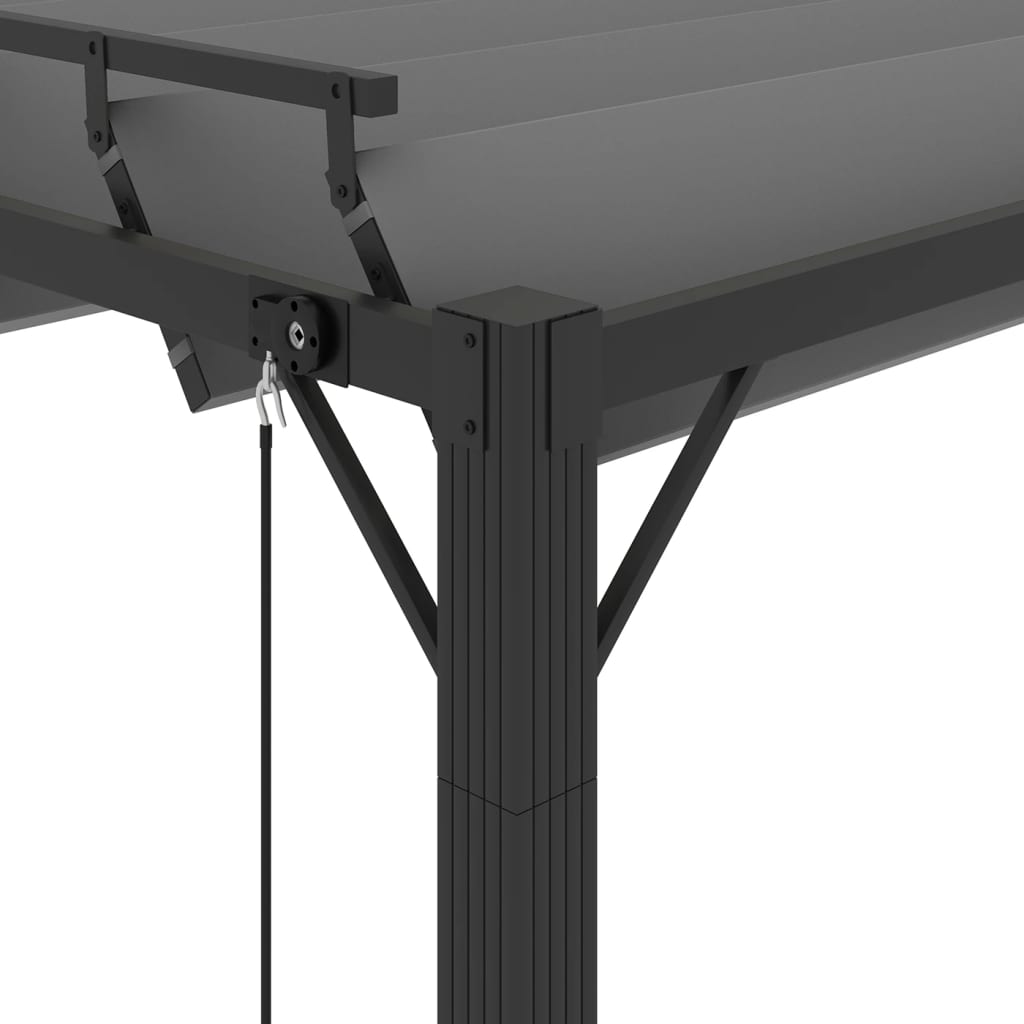 Gazebo con Tetto a Lamelle 3x3 m in Tessuto Antracite/Alluminio | homemem39