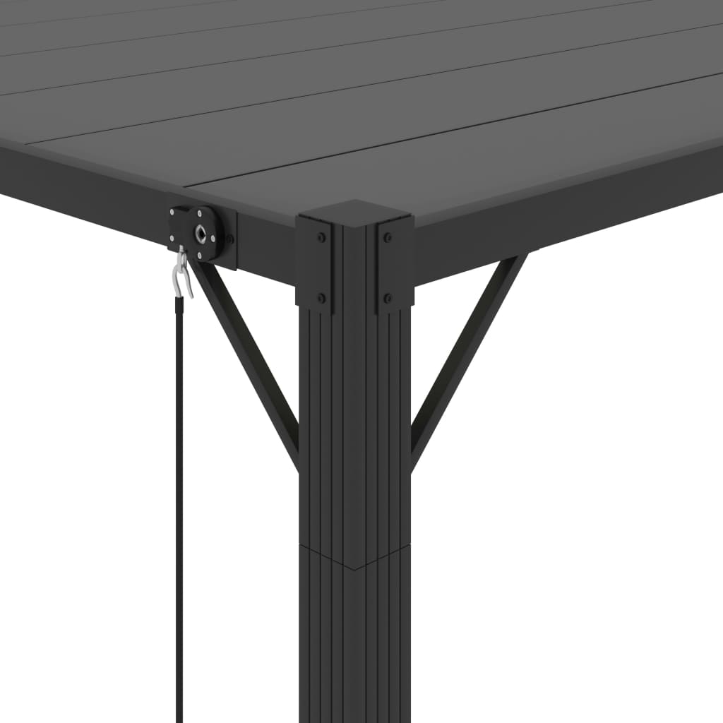 Gazebo con Tetto a Lamelle 3x3 m in Tessuto Antracite/Alluminio | homemem39