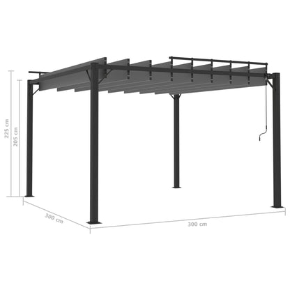 Gazebo con Tetto a Lamelle 3x3 m in Tessuto Antracite/Alluminio | homemem39