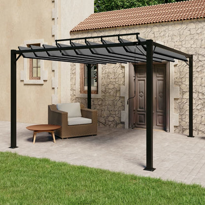 Gazebo con Tetto a Lamelle 3x3 m in Tessuto Antracite/Alluminio | homemem39