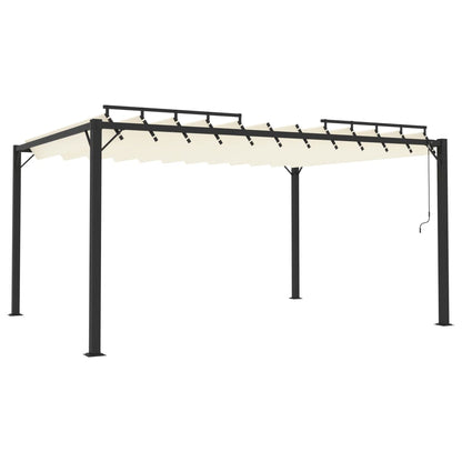 Gazebo con Tetto a Lamelle 3x4 m in Tessuto Crema e Alluminio - homemem39