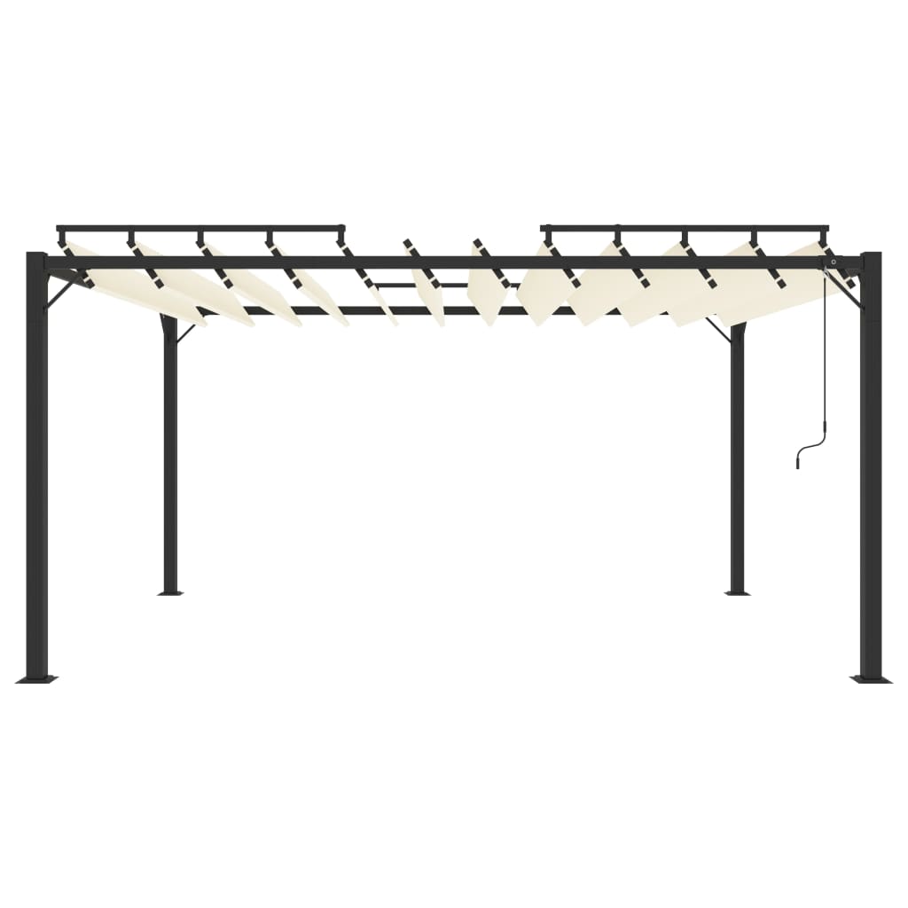 Gazebo con Tetto a Lamelle 3x4 m in Tessuto Crema e Alluminio - homemem39