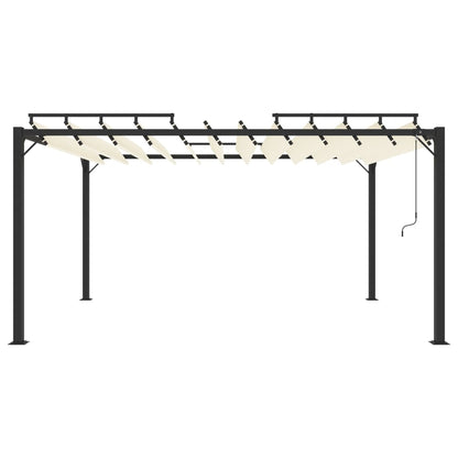 Gazebo con Tetto a Lamelle 3x4 m in Tessuto Crema e Alluminio - homemem39