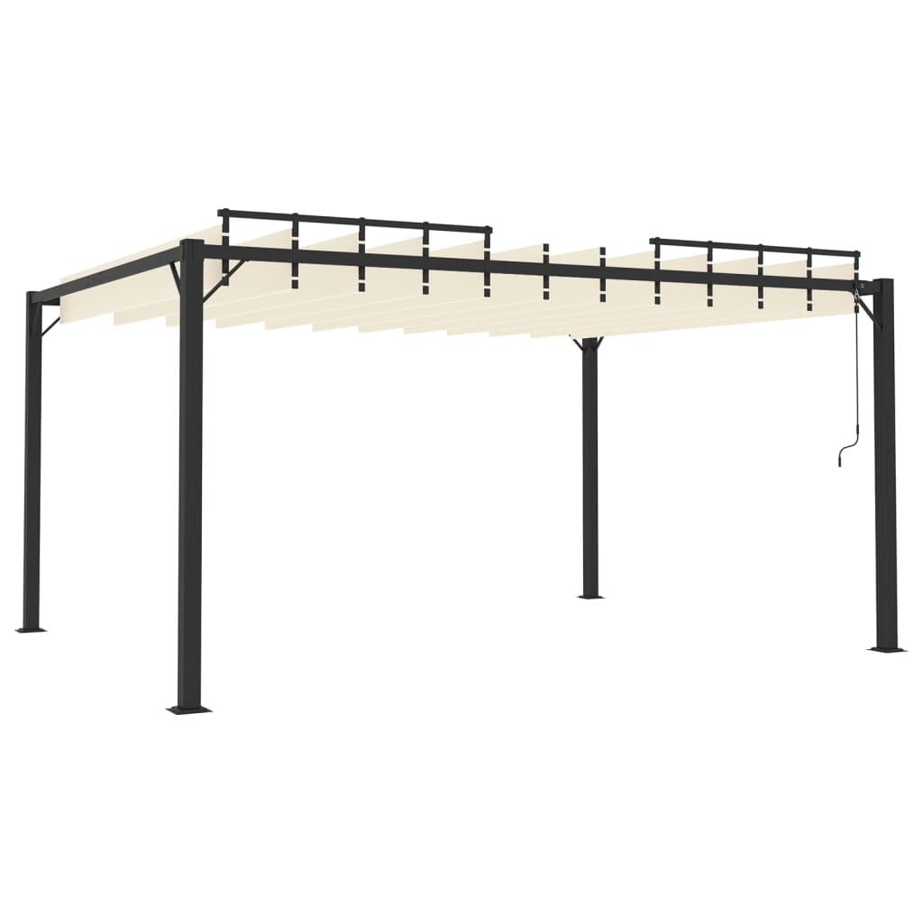 Gazebo con Tetto a Lamelle 3x4 m in Tessuto Crema e Alluminio - homemem39