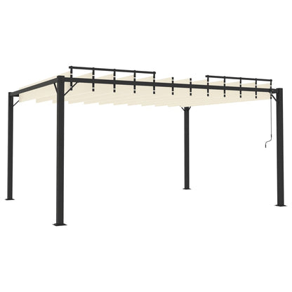 Gazebo con Tetto a Lamelle 3x4 m in Tessuto Crema e Alluminio - homemem39