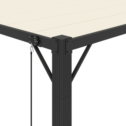 Gazebo con Tetto a Lamelle 3x4 m in Tessuto Crema e Alluminio - homemem39