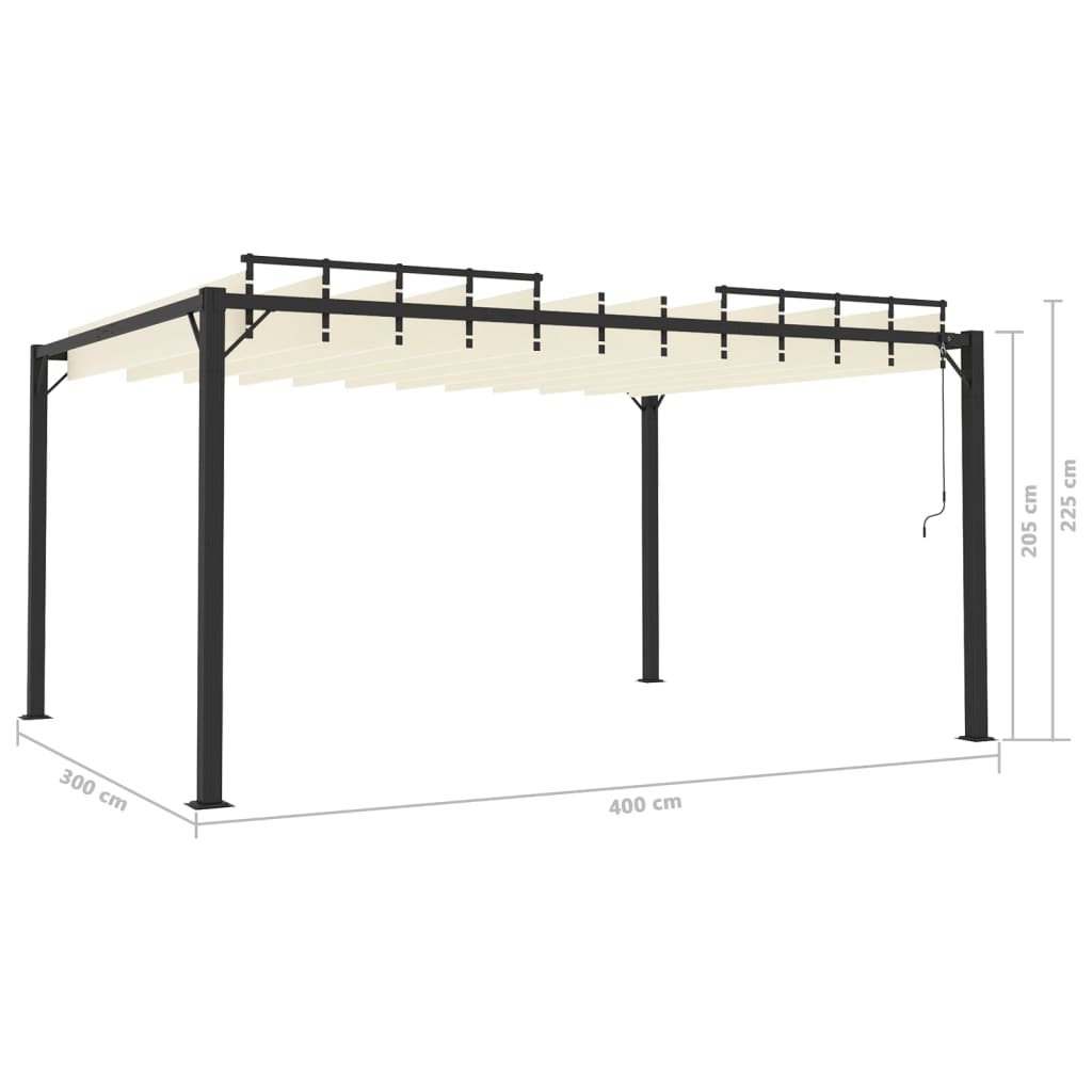 Gazebo con Tetto a Lamelle 3x4 m in Tessuto Crema e Alluminio - homemem39
