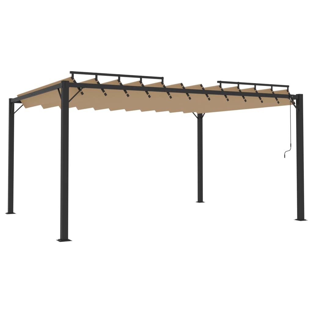 Gazebo con Tetto a Lamelle 3x4 m in Tessuto Tortora e Alluminio - homemem39