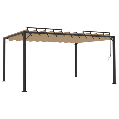 Gazebo con Tetto a Lamelle 3x4 m in Tessuto Tortora e Alluminio - homemem39