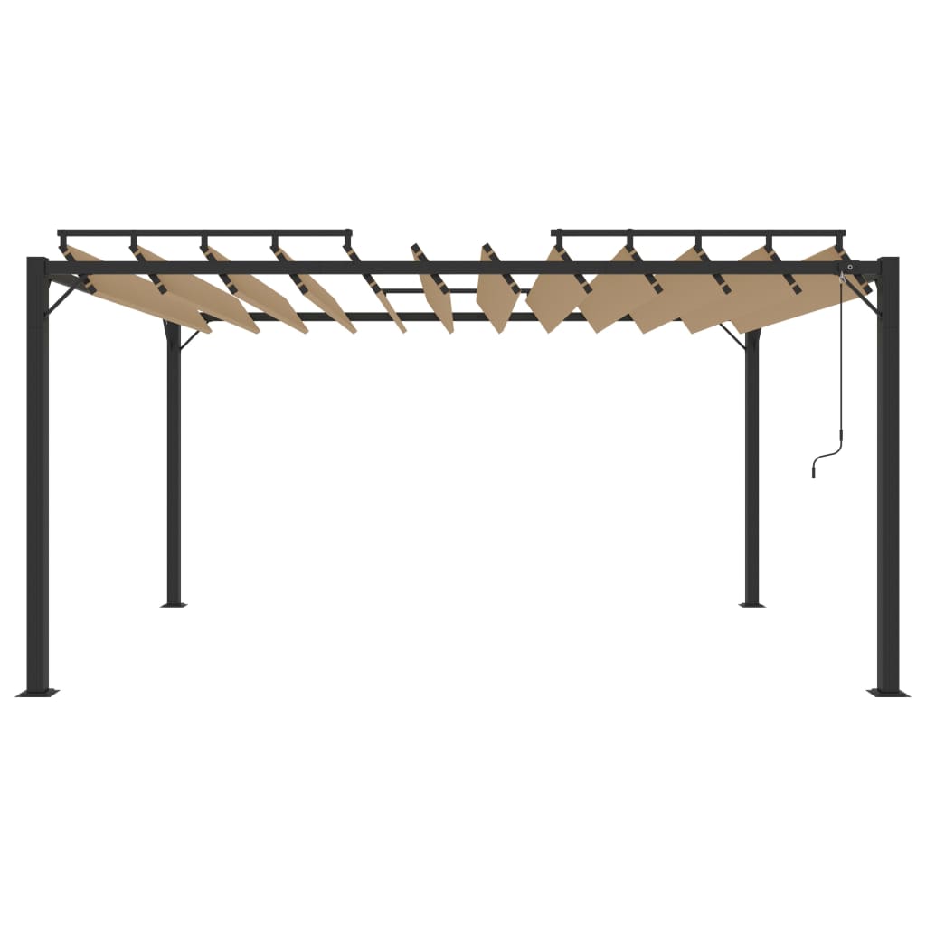 Gazebo con Tetto a Lamelle 3x4 m in Tessuto Tortora e Alluminio - homemem39