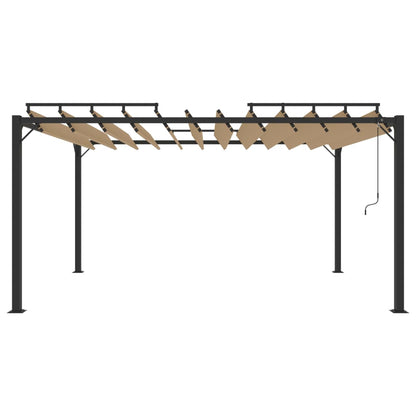 Gazebo con Tetto a Lamelle 3x4 m in Tessuto Tortora e Alluminio - homemem39