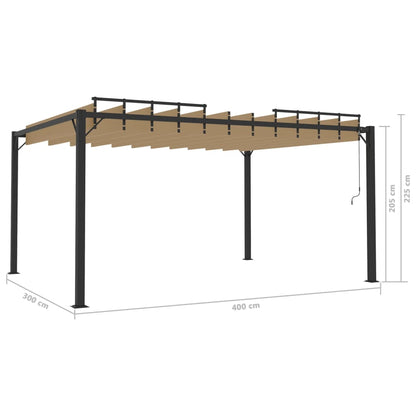 Gazebo con Tetto a Lamelle 3x4 m in Tessuto Tortora e Alluminio - homemem39