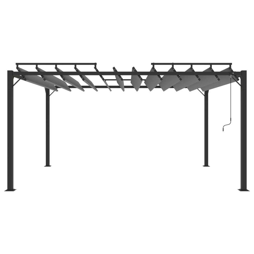Gazebo con Tetto a Lamelle 3x4 m in Tessuto Antracite/Alluminio | homemem39