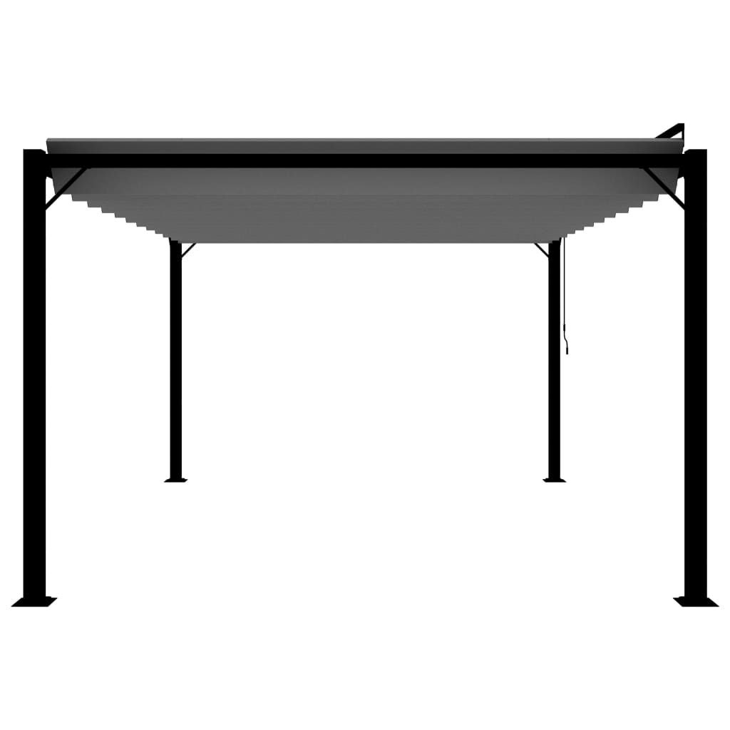 Gazebo con Tetto a Lamelle 3x4 m in Tessuto Antracite/Alluminio | homemem39