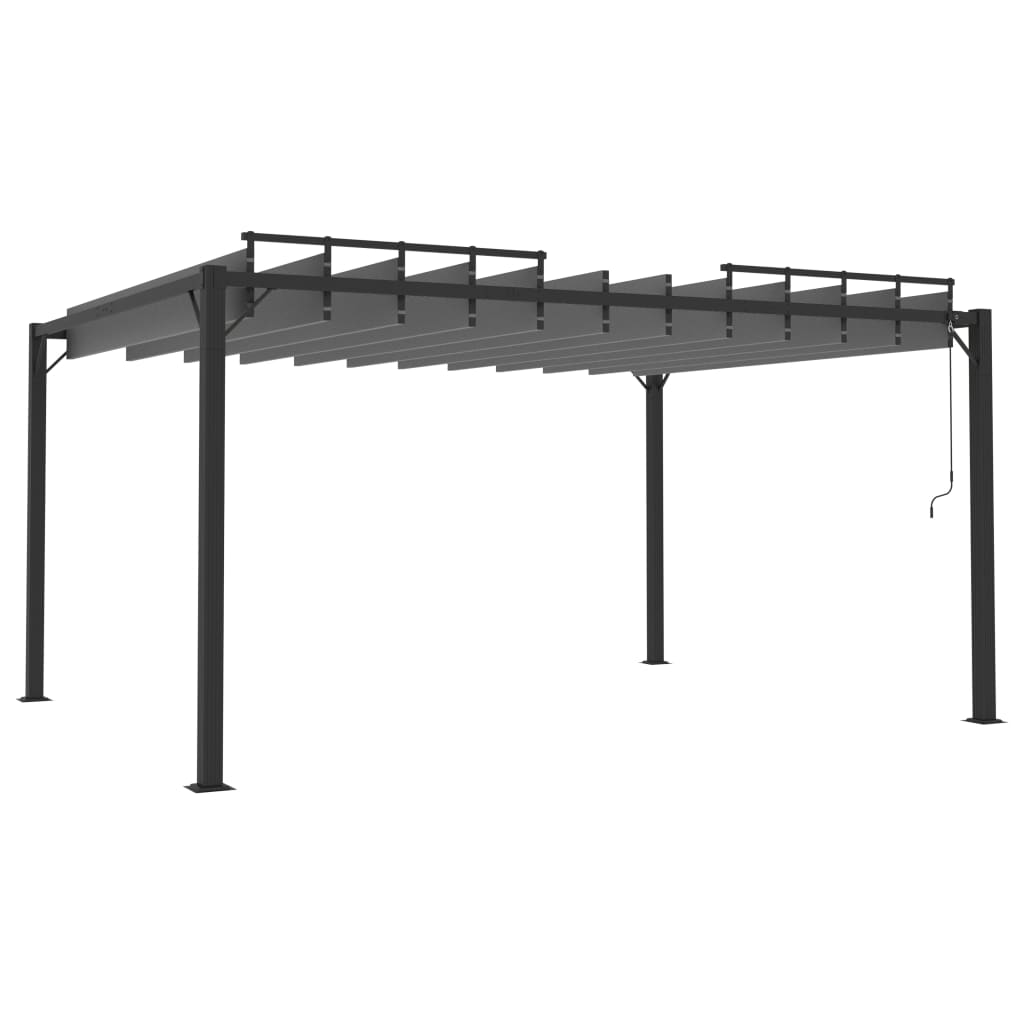 Gazebo con Tetto a Lamelle 3x4 m in Tessuto Antracite/Alluminio | homemem39
