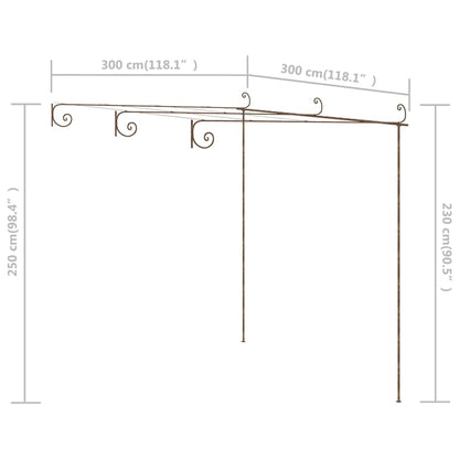 Pergolato da Giardino Marrone Anticato 3x3x2,5 m in Ferro | homemem39