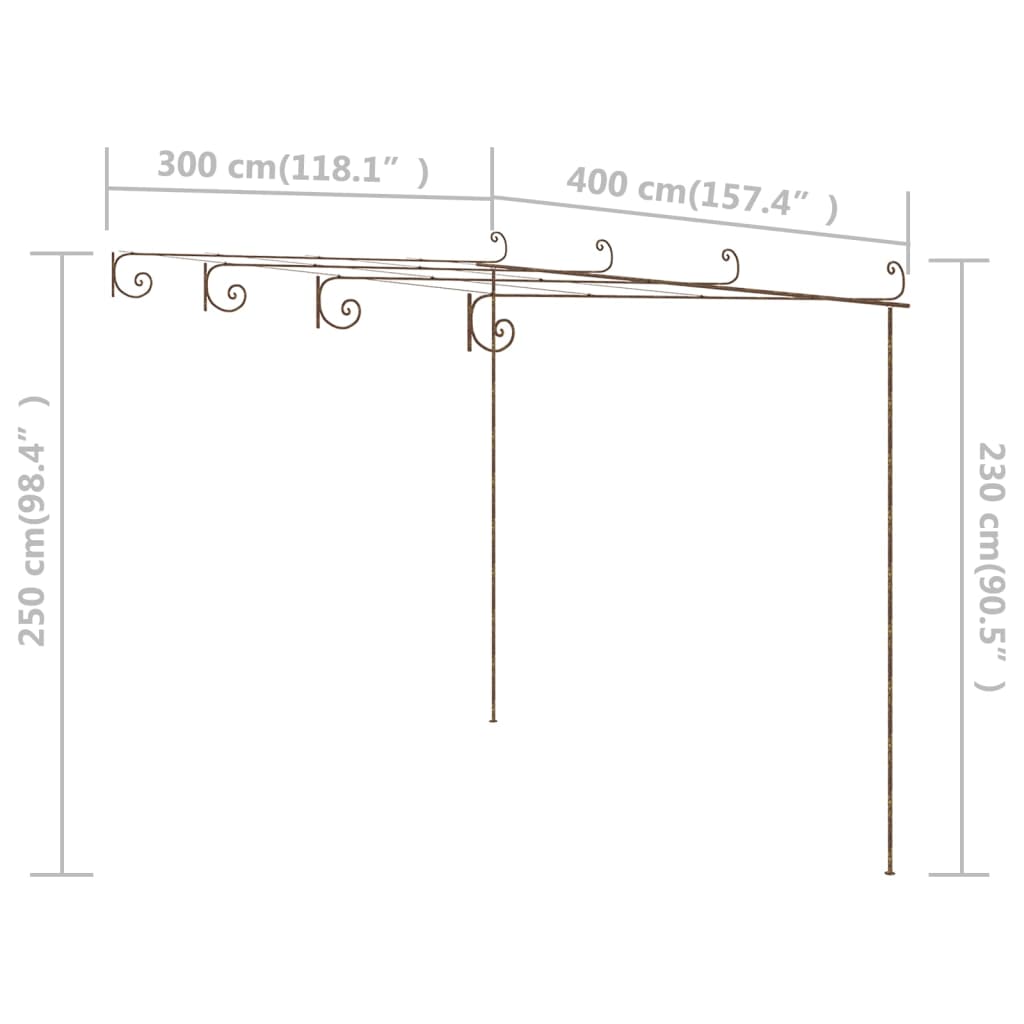 Pergolato da Giardino Marrone Anticato 4x3x2,5 m in Ferro | homemem39