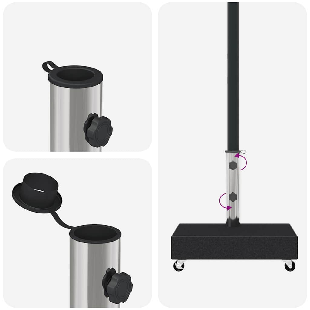 Base per Ombrellone Nera 45x25x8,3 cm in Granito - homemem39